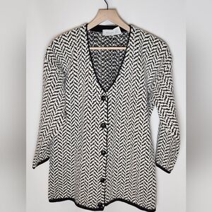 Mascara Monochrome Chevron Cardigan Made In Italy M Rabbit Hair